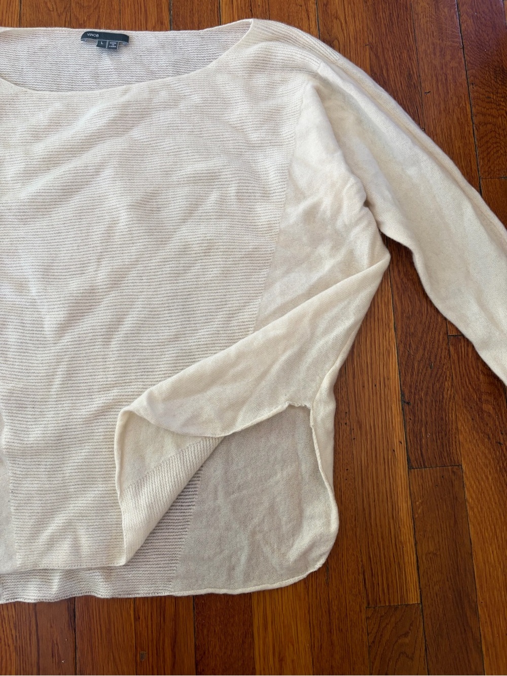 Vince Cashmere Cream Scoop Neck Lightweight Knit Sweater - Picture 3 of 5